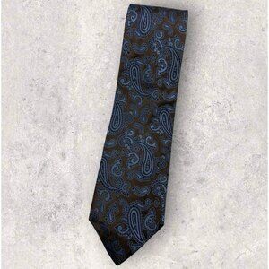 HUGO BOSS Silk Tie ITALY Brown Blue Paisley W:3.6" EUC